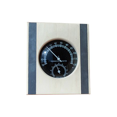 Thermomètre hygromètre en bois pour sauna – Avec cadre inox, affichage température et humidité, accessoire d’étuve