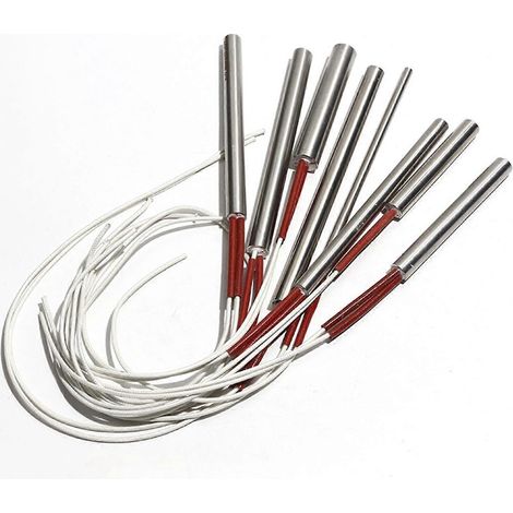 Lot de 5 résistances cylindriques, 220 V, tubes chauffants en acier inoxydable 8 x 125 mm, conduction thermique rapide, résistant à la corrosion. (1/5)