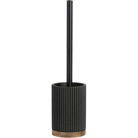 Brosse WC résine noir lago - Noir et bois (1/3)