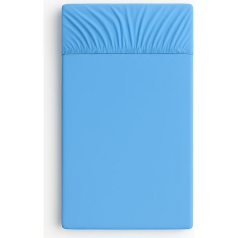Sábana bajera ajustable de algodón jersey para cuna de 120x60 cm - azul (1/4)