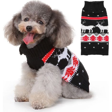 1 pull de Noël pour chien, en laine, taille M à XXL, adapté chat et chien, motif festif, vêtement hivernal (1/5)