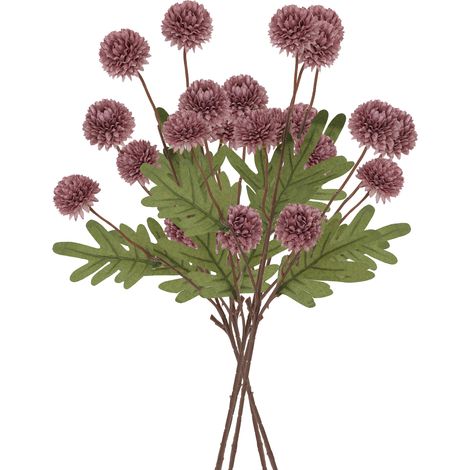 Bouquet de 8 chrysanthèmes artificiels à 5 têtes, tons automne lotus foncé, décoration mariage et intérieur élégant pour DIY (1/5)