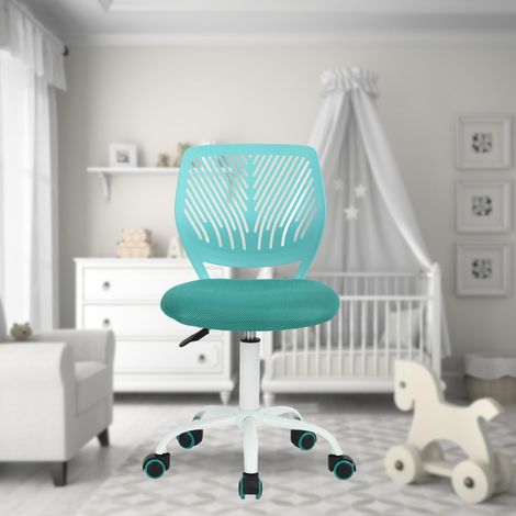 Chaise de Bureau Polyvalente pour Enfants, Chaise de Travail sans Accoudoirs à Hauteur Réglable, Chaise d'Étude Pivotante Colorée pour L'école et Le Bureau à Domicile, Turquoise (1/5)