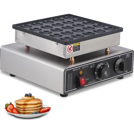 Machine à mini-crêpes hollandaises 25 pièces, 850 W, professionnelle, antiadhésive, avec minuterie et commandes séparées. (1/5)