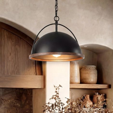 Tribesigns Suspension Luminaire Industrielle, Ø33 cm Rétro Lustre Plafonnier en Métal E27 Éclairage de Plafond Vintage Lampe Suspension pour Cuisine, Salon, Salle à Manger, Corridor(Noir et Or) (1/5)