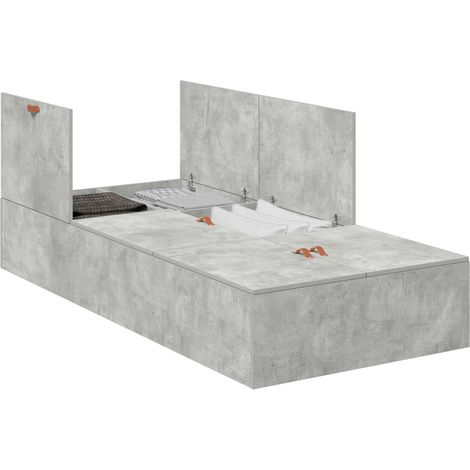 Maison Exclusive - Struttura letto con contenitore Grigio cemento 90 x 200 cm