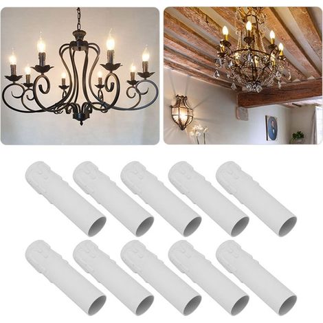 Lot de 10 manchons de bougies E14 4 pouces ABS ignifuge Pour lustres rétro et appliques murales Installation rapide - 10pcs (1/5)