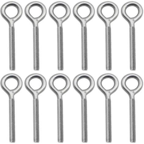 Paquete de 12 pernos de anillo M6 x 70 mm de acero inoxidable 304 - Varillas de anillo roscadas como elementos de fijación, ideales para colgar objetos en el hogar, el jardín o la industria. (1/4)