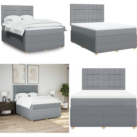 vidaXL Boxspringbett mit Matratze Hellgrau 160x200 cm Stoff (1/5)