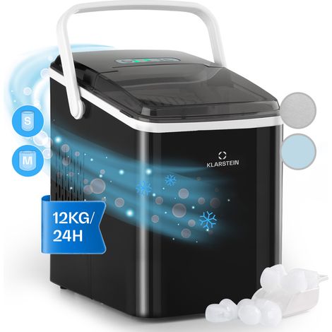 Klarstein Eiswürfelmaschine Klein, 2L Eiswürfelbereiter, Eiswürfelmaschine mit Touch Control, Mini-Eiswürfelmaschine für Große & Kleine Eiswürfel, Eiswürfelbereiter Selbstreinigend, 12kg/24h