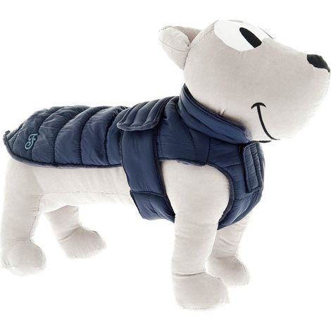 Piumino con sottopancia regolabile e asola per collare modello Caldoso per cani : 27 cm - grigio