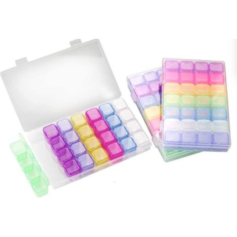 3 Pcs Boîte de Rangement avec 28 Compartiments, Ajustables Removable Plastique Diamond Painting Boite de Rangement pour Bijoux, Boucles D'oreilles, Pilules etc (1/5)