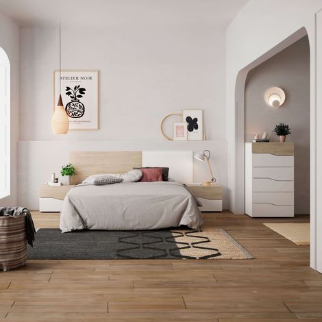 Pack muebles dormitorio Couple en color Sahara y blanco