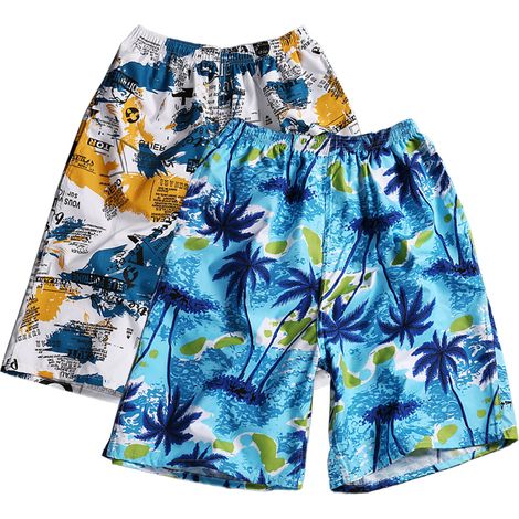 2 shorts de bain homme, séchage rapide, coupe décontractée, polyester, poche latérale, plage et sport (1/5)