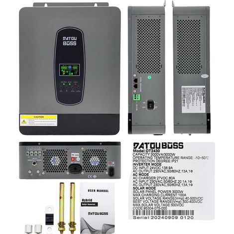 Inversor solar híbrido de alta potencia con tecnología MPPT, 24 V 3000 W. (1/2)