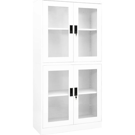 Armadio per Ufficio Bianco 90x40x180 cm in Acciaio e Vetro vidaXL (1/5)