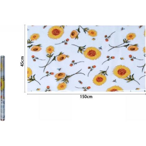 Film Adhésif En Rouleau Pour Mur Tournesols Fantaisie 45x150cm Papier Peint Maison 71294