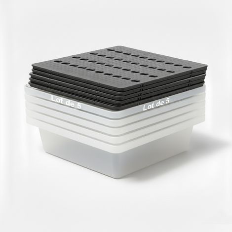 Bac de rétention 30l empilable avec caillebotis- lot de 5-plast'up rotomoulage (1/4)