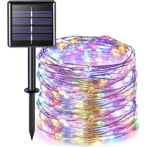 Guirlande Lumineuse Solaire d'Extérieur 22M 200 LED 8 Modes IP65 Étanche Fil de Cuivre Guirlande Lumineuse Solaire Multicolore pour Extérieur Résistante aux Intempéries pour Décoration de Noël [Classe (1/5)