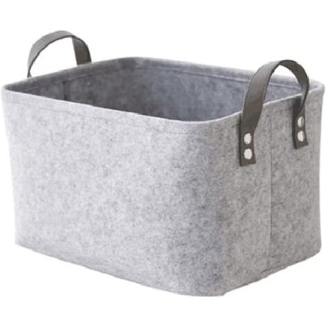 Pair Panier en feutre gris rectangulaire 39x29x25 cm, rangement pliable avec poignées souples pour vêtements