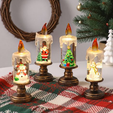 4 decorazioni natalizie: luci a candela, luci a forma di fiocco di neve, luci natalizie a forma di sfera di cristallo, regali di Natale creativi. (1/5)