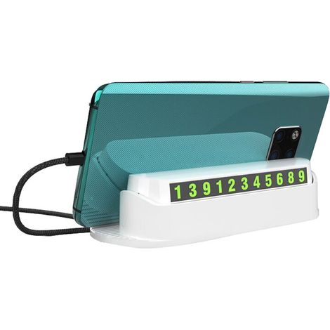 Support Plaque Parking Temporaire Lumineux Avec Support Téléphone - Numéros Remplaçables Fluorescents - Pour Véhicule - Ensemble Complet (1/2)
