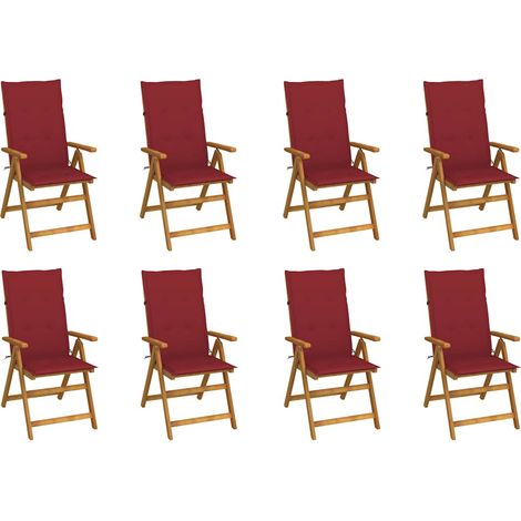 vidaXL Chaises pliantes avec coussins, 8 pièces, en bois d'acacia massif (1/5)