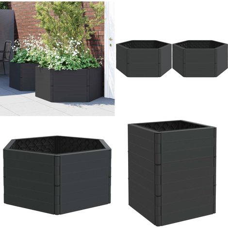 Pflanzkübel 2 Stk. Anthrazit PP - Hochbeet - Blumentopf - Pflanzgefäß - Gartenmöbel - Kunststoffpflanzgefäß - Home & Living (1/5)