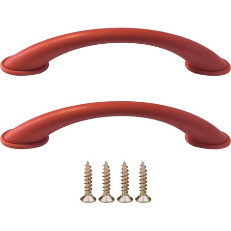 2x Poignée de meuble en plastique entraxe 96mm avec vis Universelle Placard Porte Cuisine Armoire Tiroir Buffet Maison, rouge (1/5)