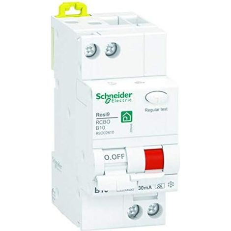 SCHNEIDER R9D41616 INTERRUPTEUR FI/LS RESI9 2 PÔLES 16 A B 30 MA TYPE F 6 KA