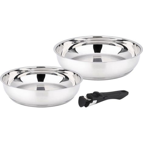 Set di 2 padelle in acciaio inox 24/28 con manico removibile - Baumalu (1/3)