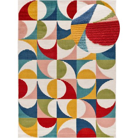 ATTICGO Tapis d'extérieur géométrique avec relief MILA 24 Multicolore 80x150 cm (1/5)