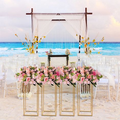4 Stück Gold Blumenständer Metall Bodenständer Venue Säule Stand Hochzeit Dekor