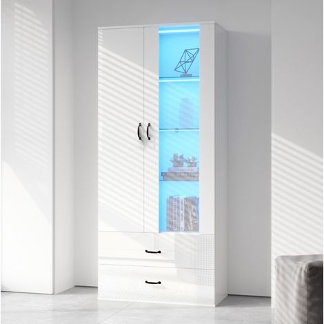 CHICFURN Vitrina de pie 59,5x35x182 cm blanca con LED USB de 16 colores (1/5)