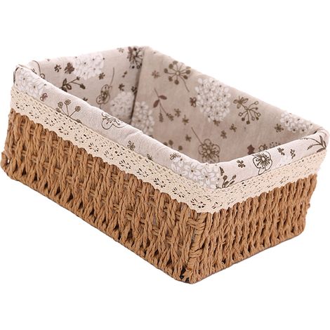 Rustikaler Aufbewahrungskorb aus Faserstoff – Handgefertigter Organizer-Korb fürs Büro  Mittlere Größe 22 x 16 x 10 cm  Khaki  300 g (1/5)