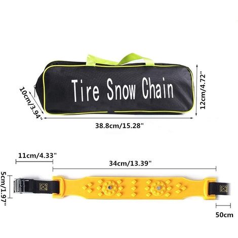 Catene da neve universali, confezione da 10 pezzi. Catene di trazione antiscivolo per pneumatici con larghezza da 165 a 285 mm, catene di traino di emergenza per la maggior parte di auto, SUV e camion (1/4)
