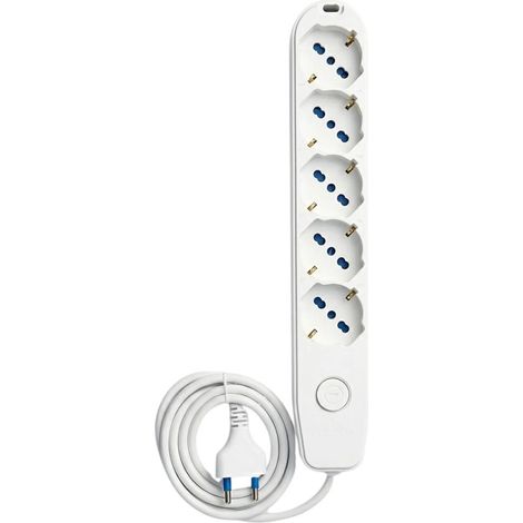 Multipresa ecova 5 posti uso domestico e quotidiano cavo 1,5 m 3500 w 16a colore bianco - confezione 1