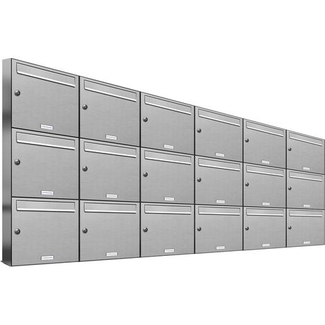 18er Edelstahl Briefkasten Anlage 18 Fach Wandbriefkasten Postkasten (1/5)