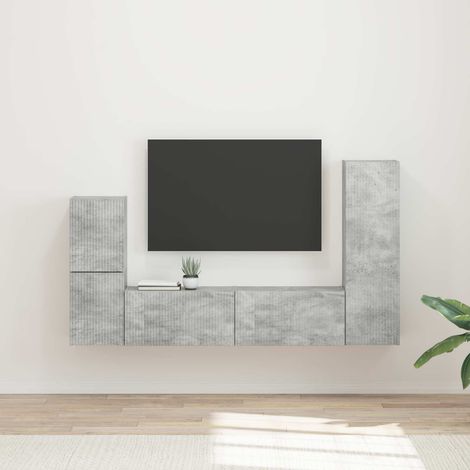 TV-Schrankset Wandmontiert 4 pcs Beton Grau Holzwerkstoff