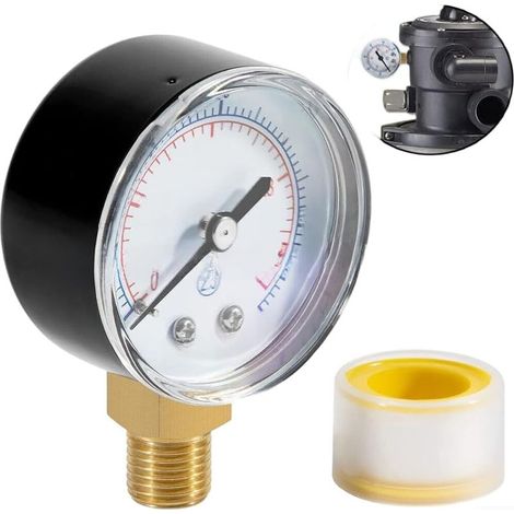 ECX270861 Manomètre à montage inférieur pour filtres de piscine 0 à 60 PSI avec raccord 1/4 NPT et graduation à double unité (1/5)