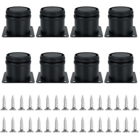 Un juego de 8 patas ajustables negras para muebles, de 50 mm de diámetro y 50 mm de altura, fabricadas en acero inoxidable, adecuadas para sofás, mesas de centro, soportes de TV, armarios, camas, banc