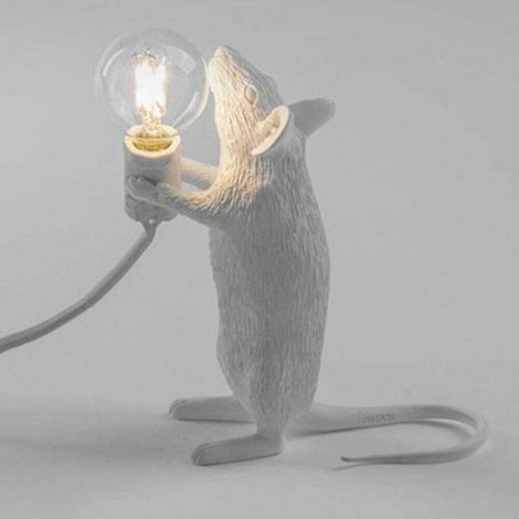 Lampe de bureau souris en résine, style industriel, lampe de table pour chambre ou café, socle (position couchée) (1/4)