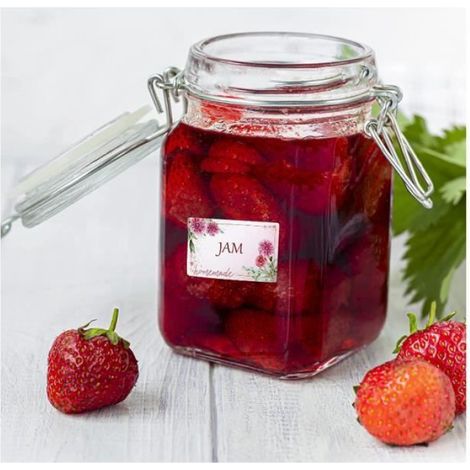 Étiquettes à confiture - Autocollant Fleur Rectangle - 500 pièces - Papier résistant - 6 motifs différents (1/4)