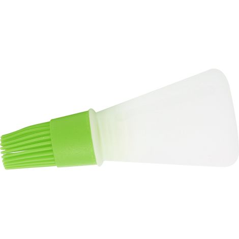 Brosse de cuisine en silicone vert, résistante aux hautes températures, avec flacon d'huile intégré et sans peluches, idéale pour la cuisson des crêpes et autres préparations à base d'huile. (1/5)