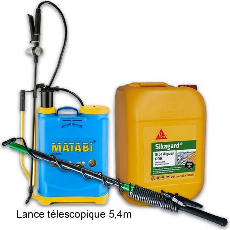 Pack Pulvérisateur Super Green 12 - 12L MATABI + Lance télescopique 5,4m MATABI + Stop algues PRO Sikagard 20L SIKA