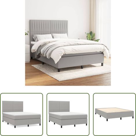 Matelas à ressorts ensachés - Sommier à lattes de lit avec matelas Gris clair 140x190cm Tissu (1/5)