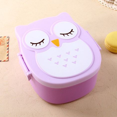 Boîte à lunch hibou pour enfants, récipient alimentaire micro-ondable, boîte de rangement portable pour étudiants, boîte bento à compartiments (1/5)