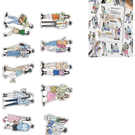 Autocollants Romantiques DIY Couples - 20 Feuilles PET - Forte Adhésion pour Album et Décorations (1/5)