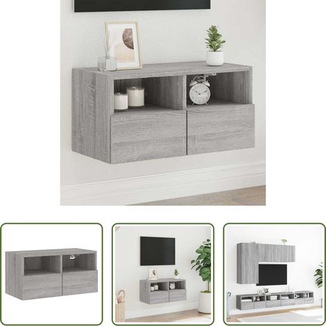 Armoire tv murale - Meuble TV mural sonoma gris 60x30x30 cm bois d'ingénierie (1/5)