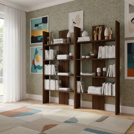 Libreria moderna per cameretta e soggiorno - Design versatile, resistente e facile da montare - Noce canaletto